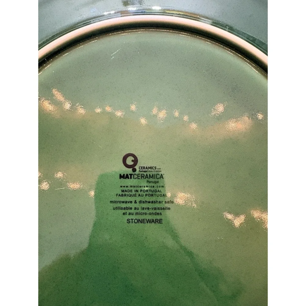 Matceramica Perola green ceramic Dinner Plate with beaded edges 11